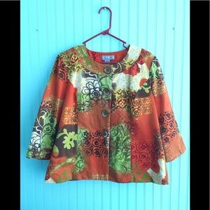 Birch Hill L button up ladies jacket green brown orange 100% cotton